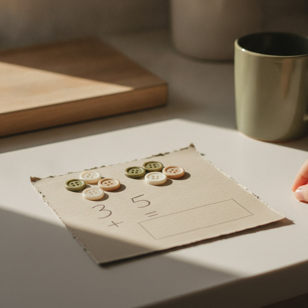 Buttons used for a hands-on math activity