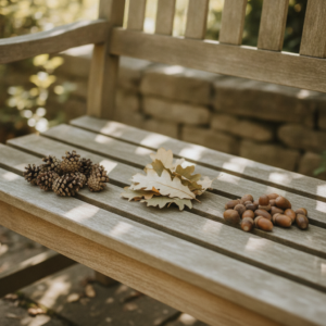 A collection of pinecones and leaves